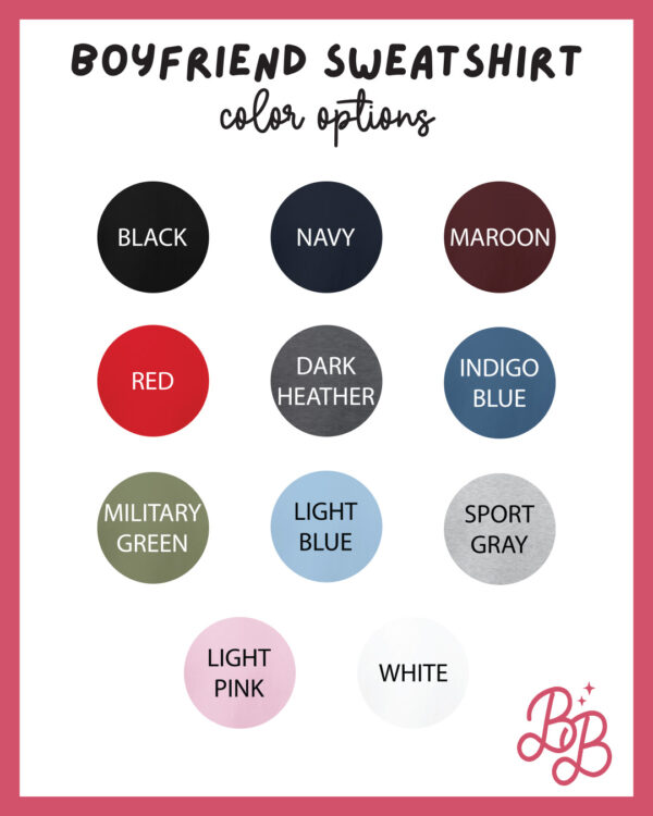 Color swatches of the boyfriend sweatshirts