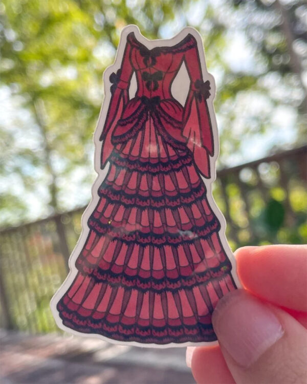 Sticker of a dress from Stephanie Garber's Caraval series